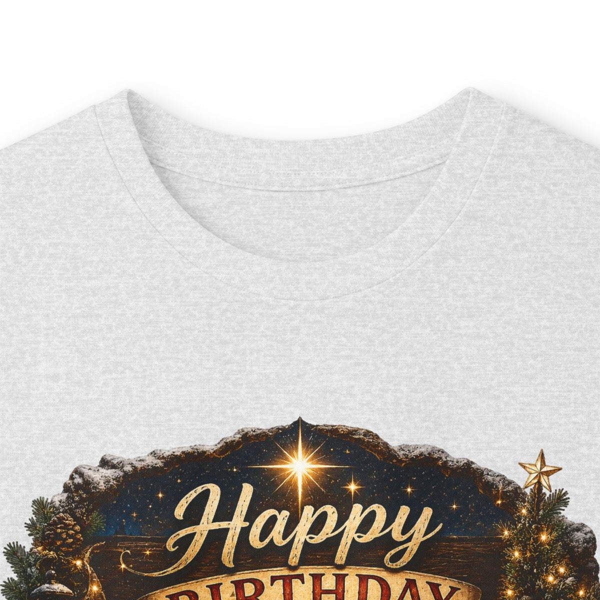 Happy Birthday Jesus Long Sleeve Tee | Nativity Christmas Religious Tee