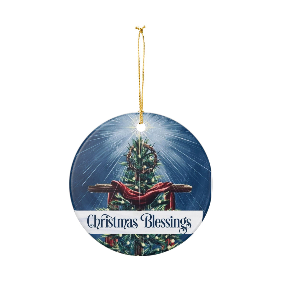 Christmas Blessings Ceramic Ornament — Religious Holiday Tree Decoration