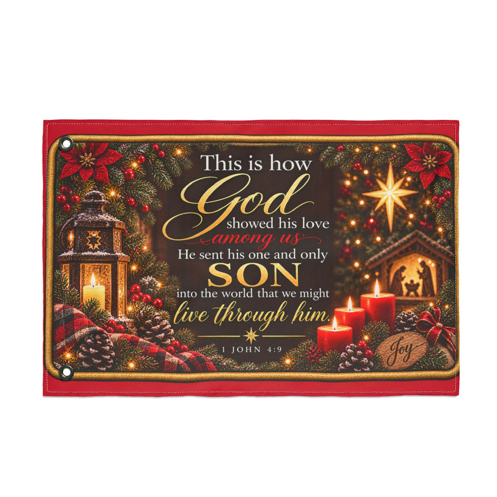 Christmas Nativity Scripture Flag Double Sided | John 3:16 Holiday Outdoor Flag