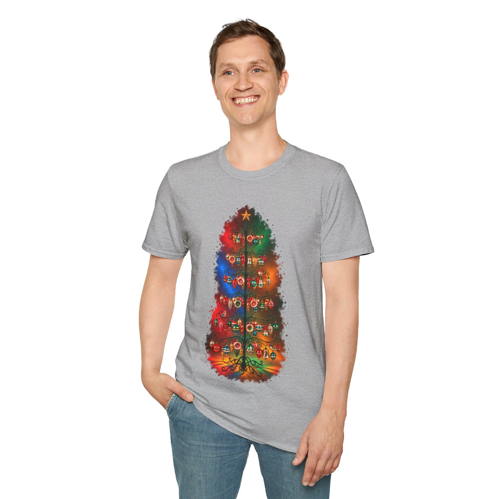Colorful Holiday Tree T-Shirt | Christmas Lights Ornament Design