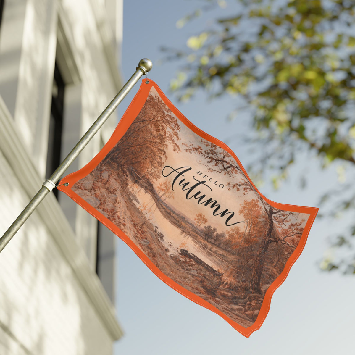 Hello Autumn Double-Sided Garden Flag — Fall Landscape Welcome Sign