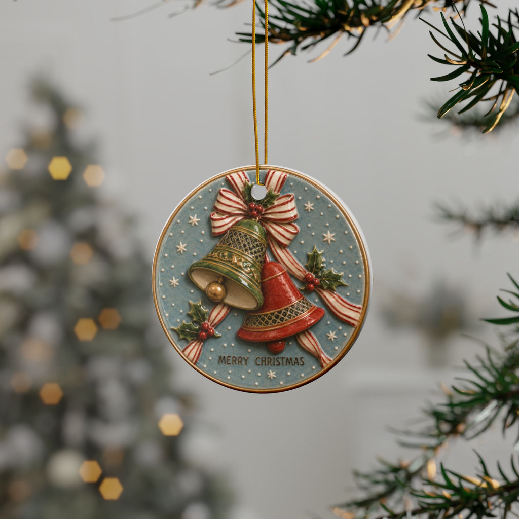Vintage Christmas Bells Christmas Ornaments, 2-Side Print, (1pc, 3pcs, 5pcs, 10pcs)