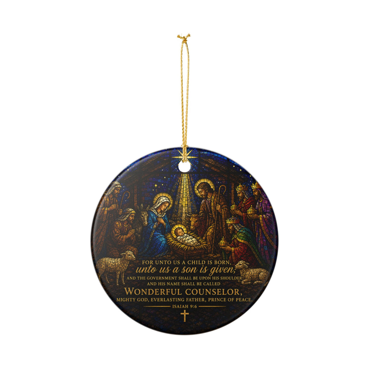 Stained Glass Vintage Nativity Ceramic Decoration Ornament, (1pc)