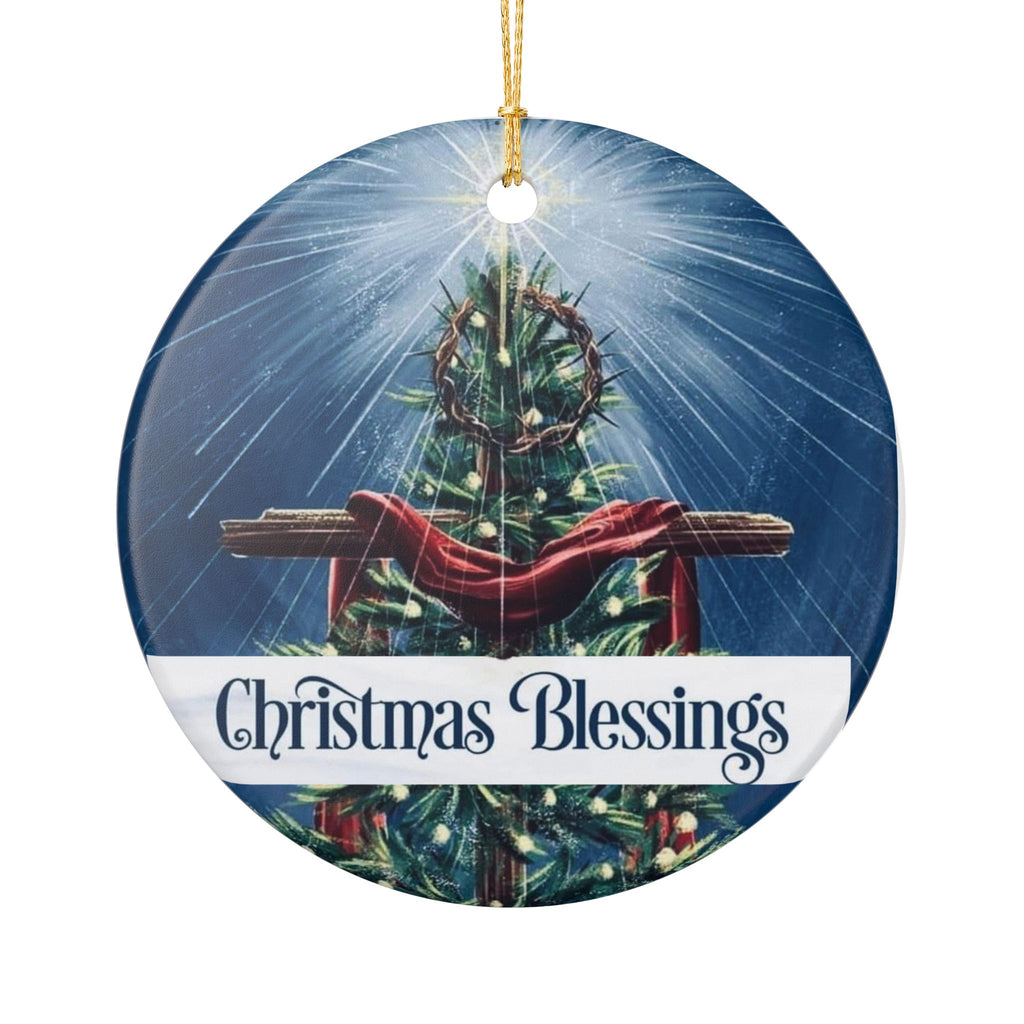 Christmas Blessings Ceramic Ornament — Religious Holiday Tree Decoration