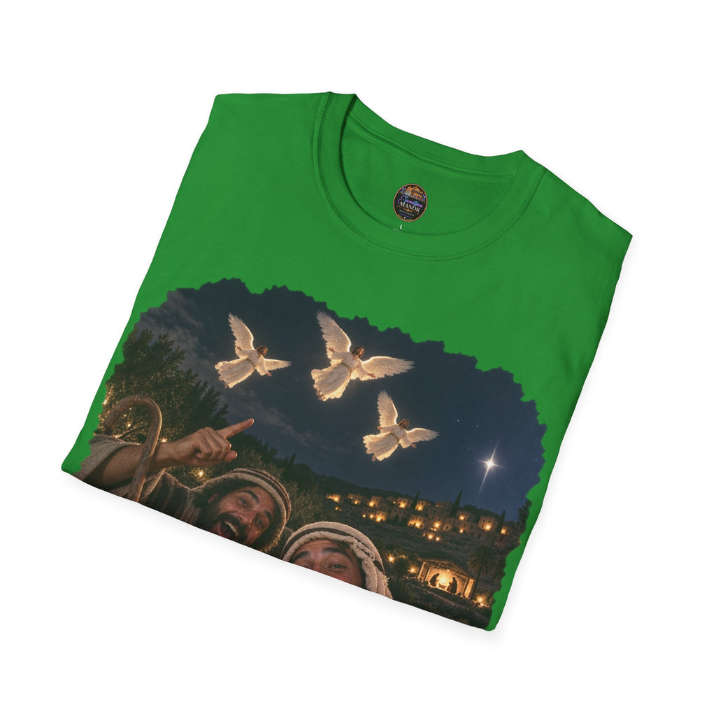 Shepherds Outstanding in the Field Christian Humor Unisex Softstyle Christmas T-Shirt