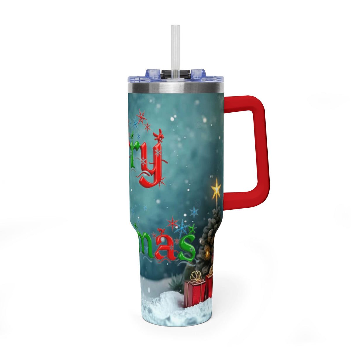 Merry Christmas Snow Scene Tumbler | 40oz Vacuum Thermal Tumbler