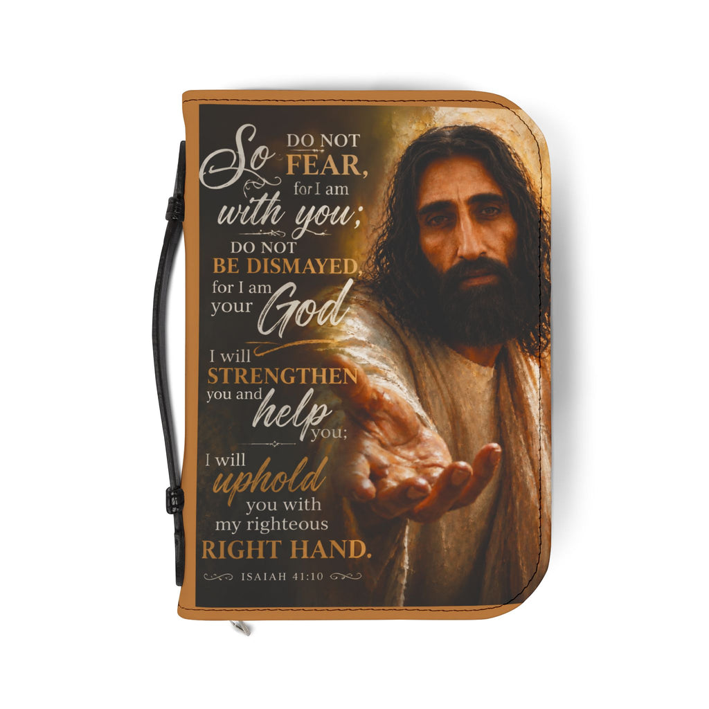 Do Not Fear For I Am With You Jesus Bible Cover in Brown 4 sizes