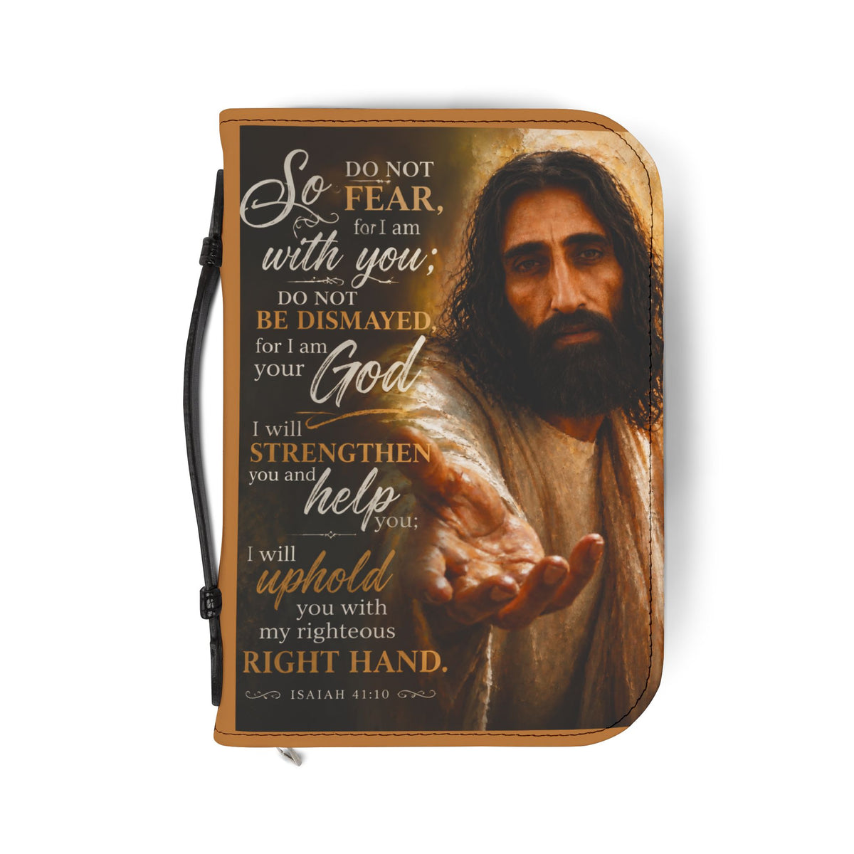 Do Not Fear For I Am With You Jesus Bible Cover in Brown 4 sizes