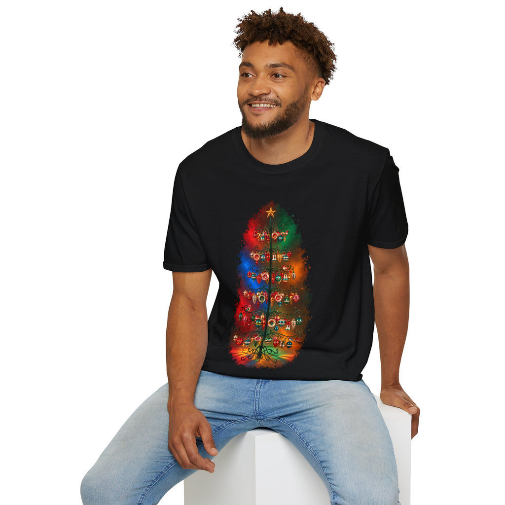 Colorful Holiday Tree T-Shirt | Christmas Lights Ornament Design