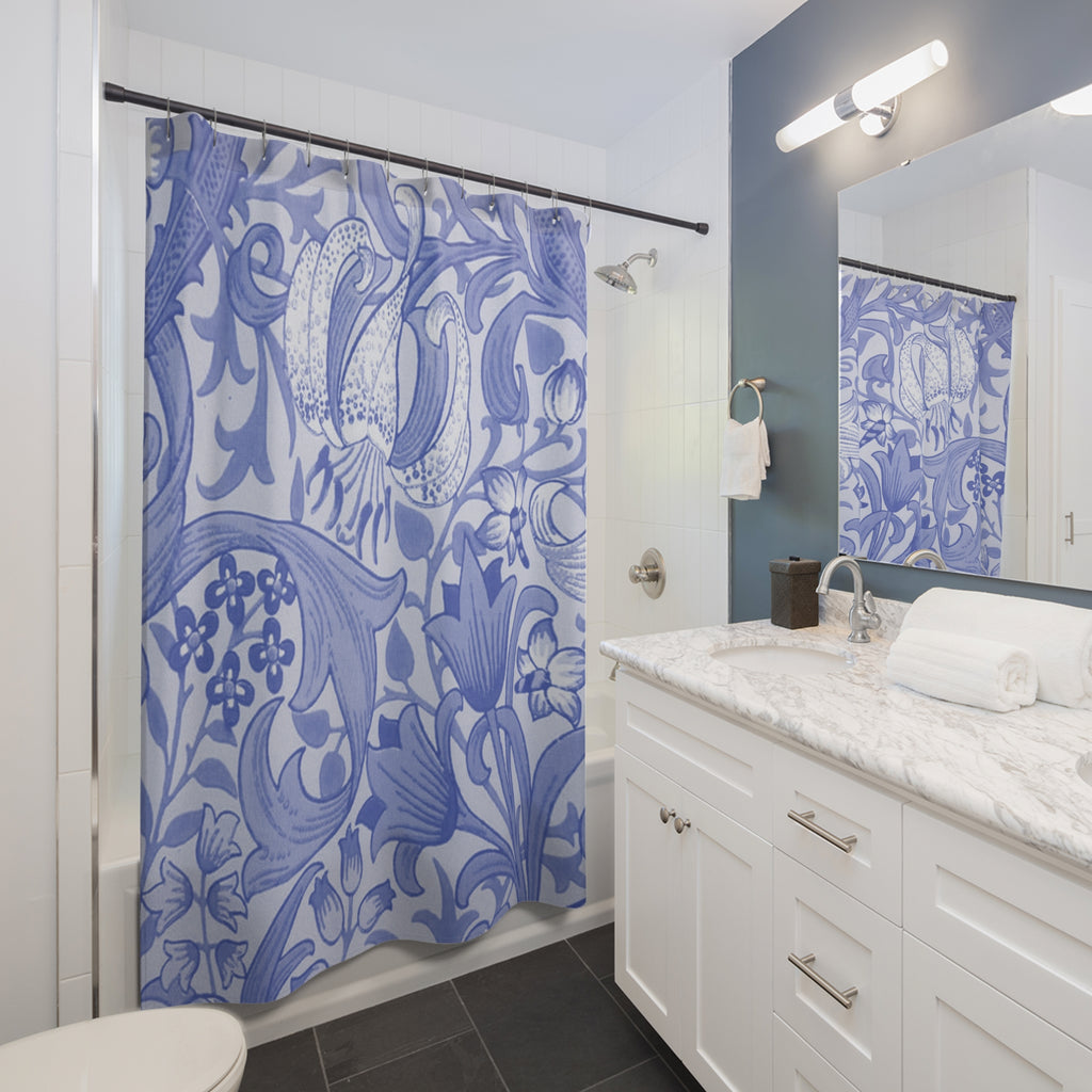Blue and White Chinoiserie Shower Curtain