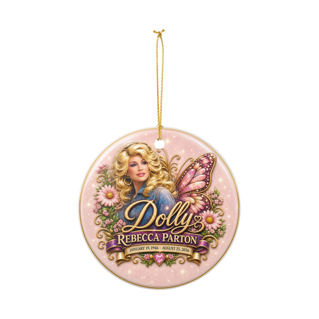 Dolly Parton Portrait Remembrance Ceramic Decoration Ornament, double sided (1pc)
