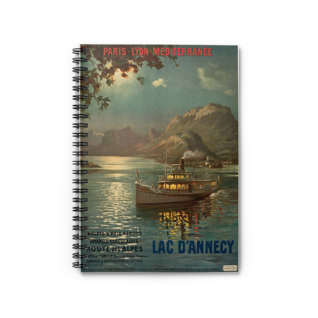 Vintage French Travel Poster Spiral Notebook - Ruled Line