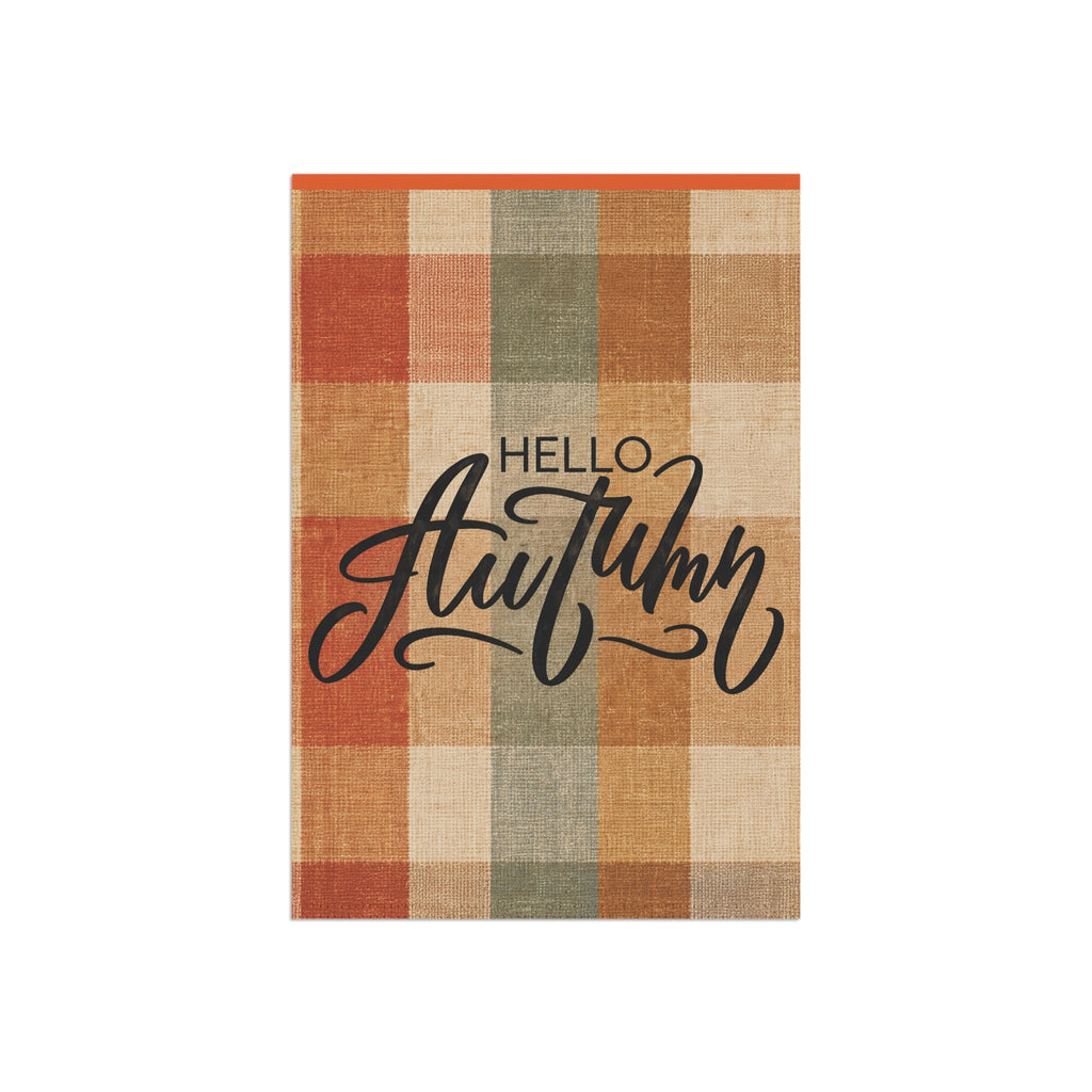 Hello Autumn Plaid Garden Flag – Fall Yard & House Banner