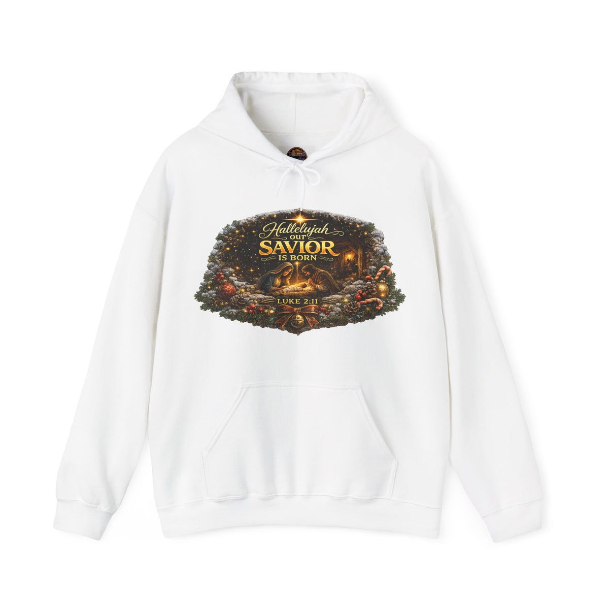 Hallelujah Savior of the World hoodie | Christmas nativity wreath design