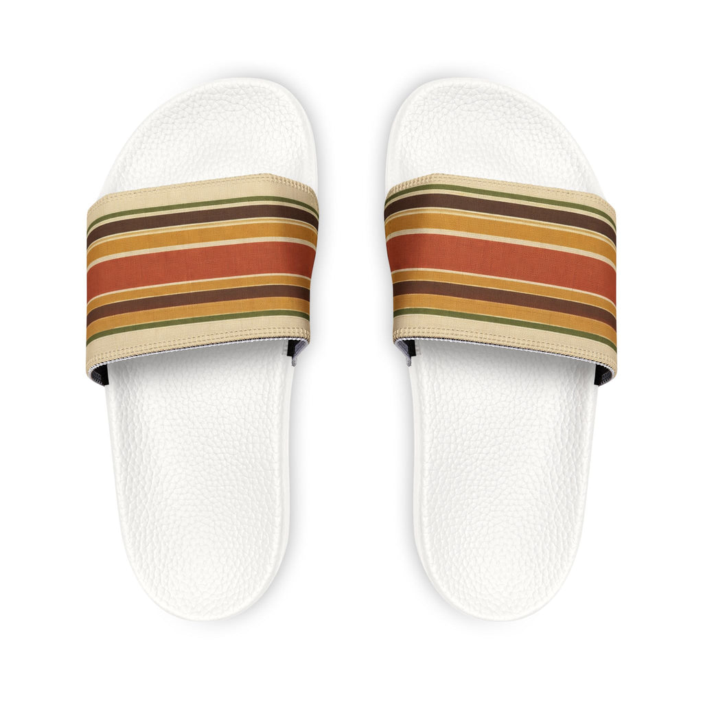 Men's Slide Sandals — Retro Striped Adjustable Strap, Comfortable Pool & Beach Slides
