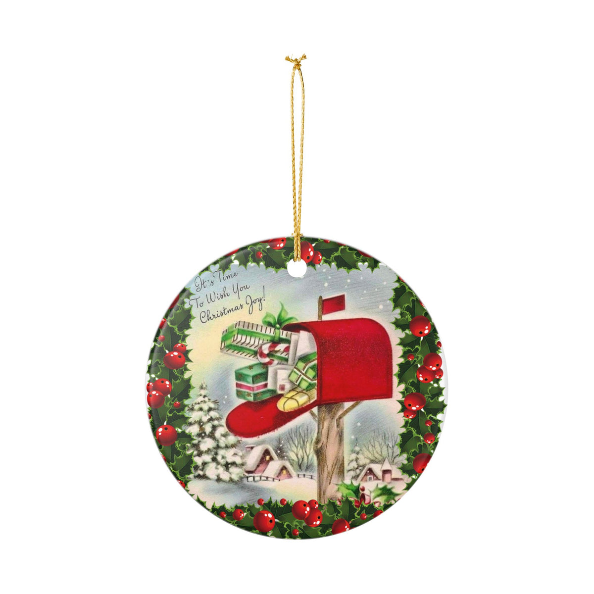 Vintage 1930s Christmas Mailboxes Ceramic Decoration Ornament, (1pc)
