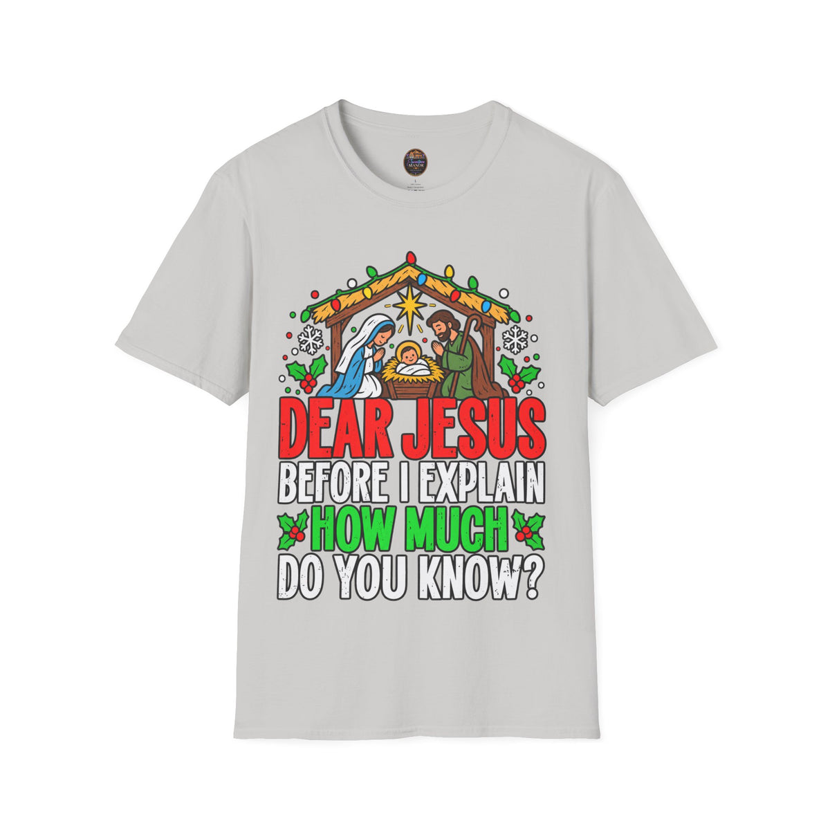 Dear Jesus Nativity Illustration T-Shirt | Humorous Religious Christmas Tee