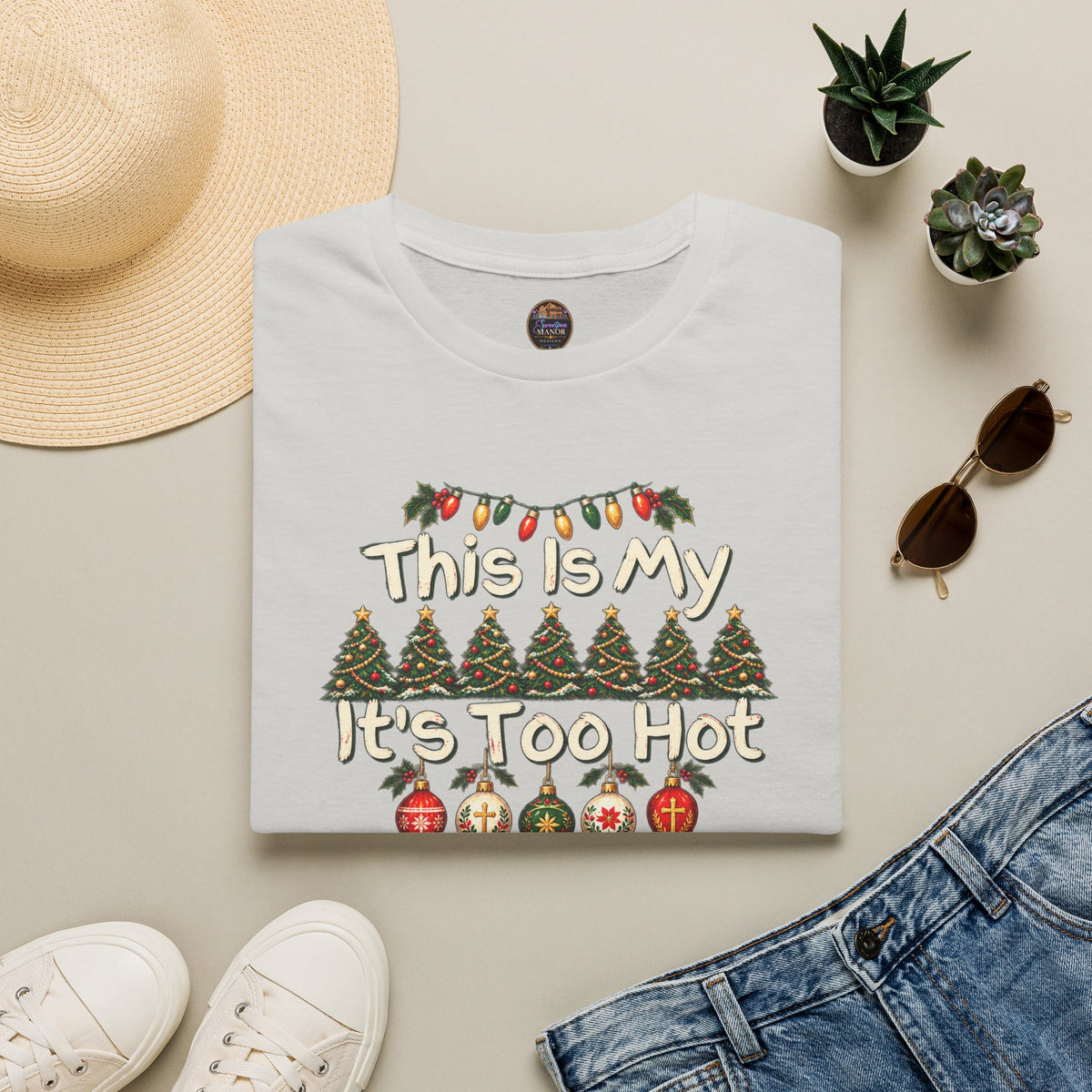 This Is My It's Too Hot For Ugly Christmas Sweater Shirt T-Shirt | Christmas holiday tee