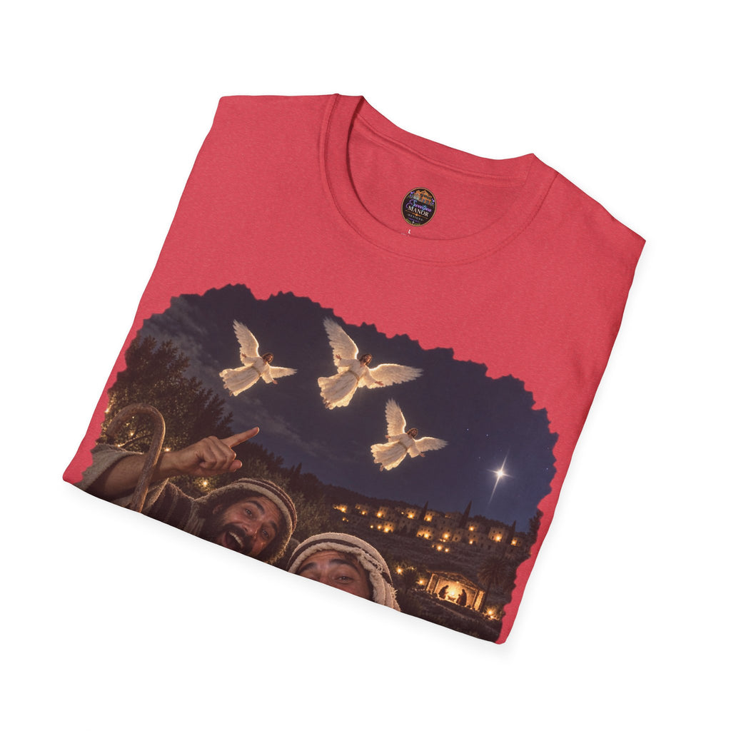 Shepherds Outstanding in the Field Christian Humor Unisex Softstyle Christmas T-Shirt