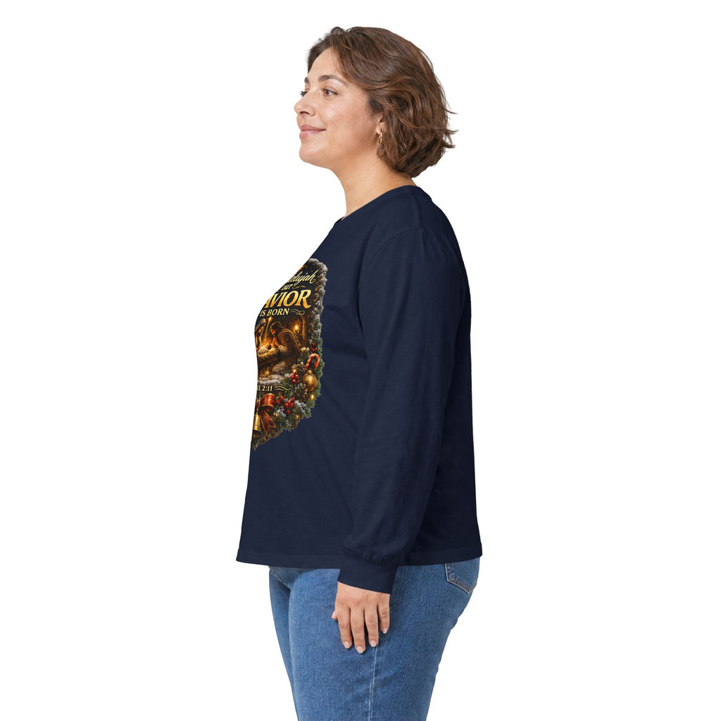Hallelujah Our Savior Is Born long sleeve tee | Nativity Christmas shirt