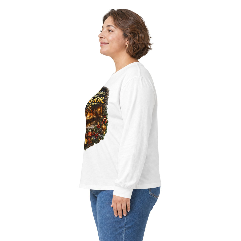 Hallelujah Our Savior Is Born long sleeve tee | Nativity Christmas shirt