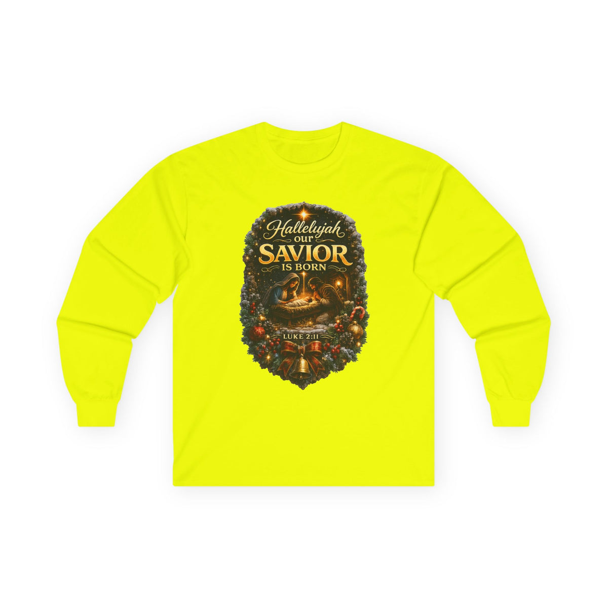 Hallelujah Our Savior Is Born long sleeve tee | Nativity Christmas shirt