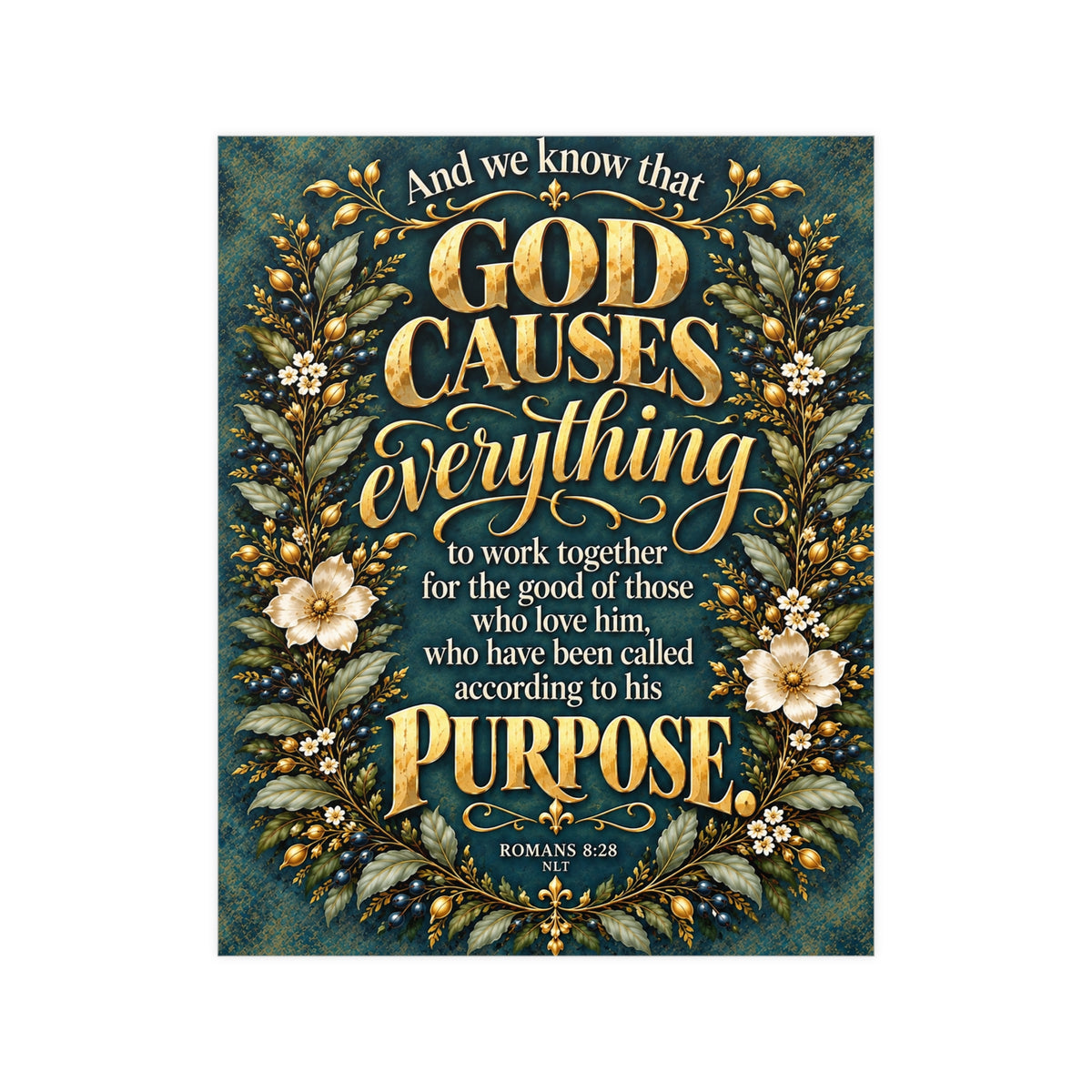 Romans 8:28 Scripture Vertical Matte Poster