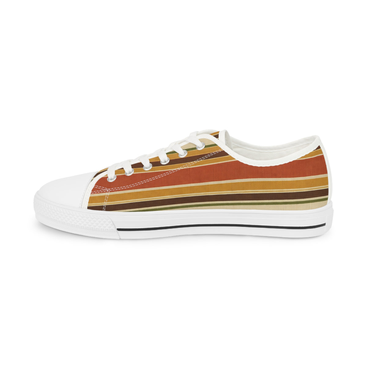 Retro Striped Low Top Sneakers — Vintage Sunset Stripe Men’s Casual Shoes