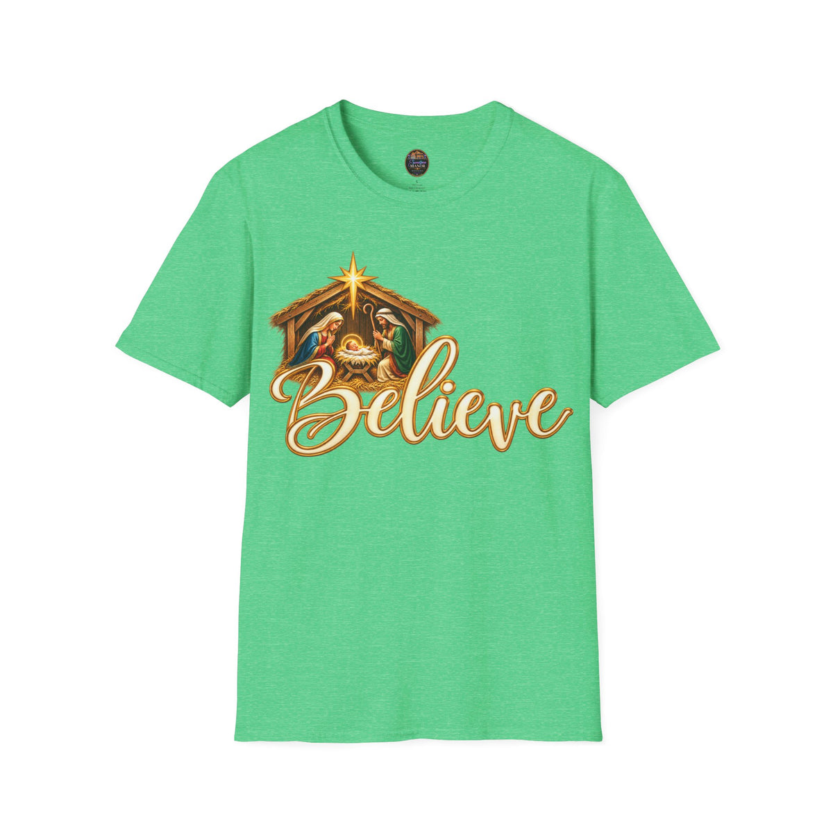 Nativity Manger Believe T-Shirt | Christmas Religious Holiday Tee