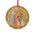 Vintage 1960s Keepsake Three Wise Men Christmas Acrylic Blue and Gold Ornament, Round
