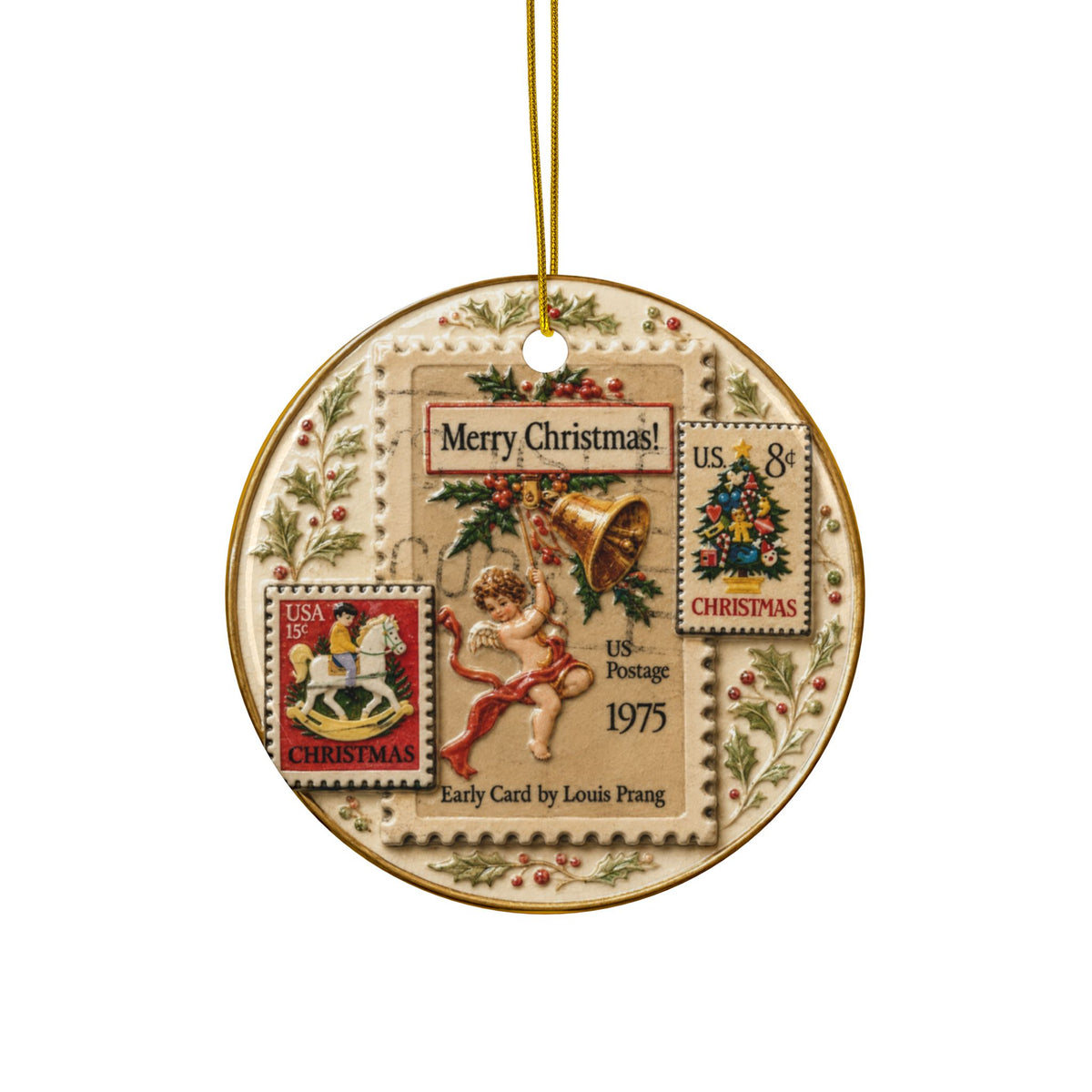 Vintage Christmas Stamps Christmas Ornaments, 2-Side Print, (1pc, 3pcs, 5pcs, 10pcs)
