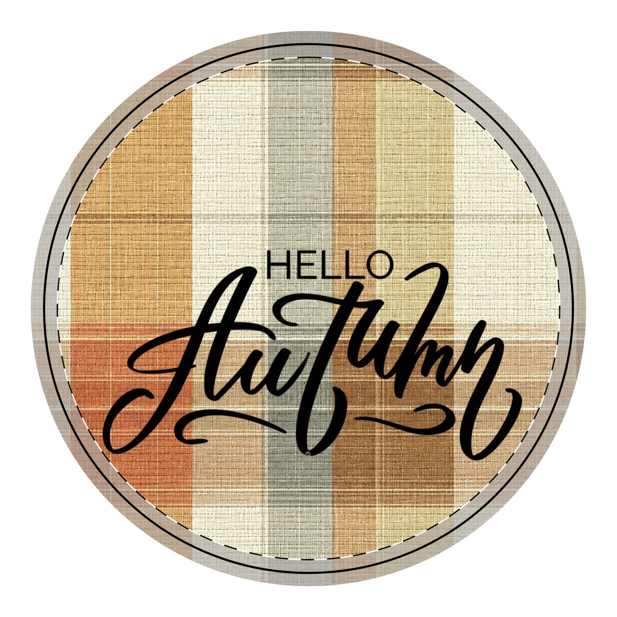 Hello Autumn Wooden Sign — Round Plaque Fall Home Decor