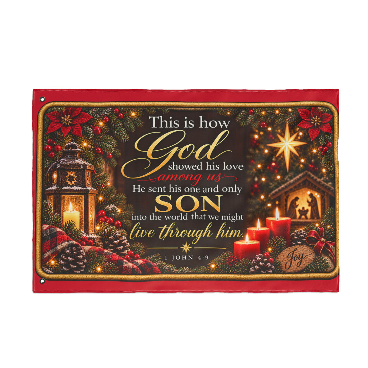 Christmas Nativity Scripture Flag Double Sided | John 3:16 Holiday Outdoor Flag
