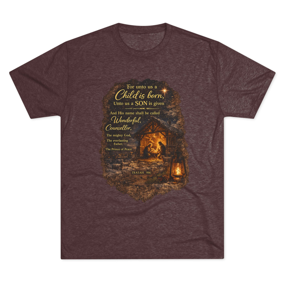 Child Is Born Nativity Scene T-Shirt | Christmas Bible Verse