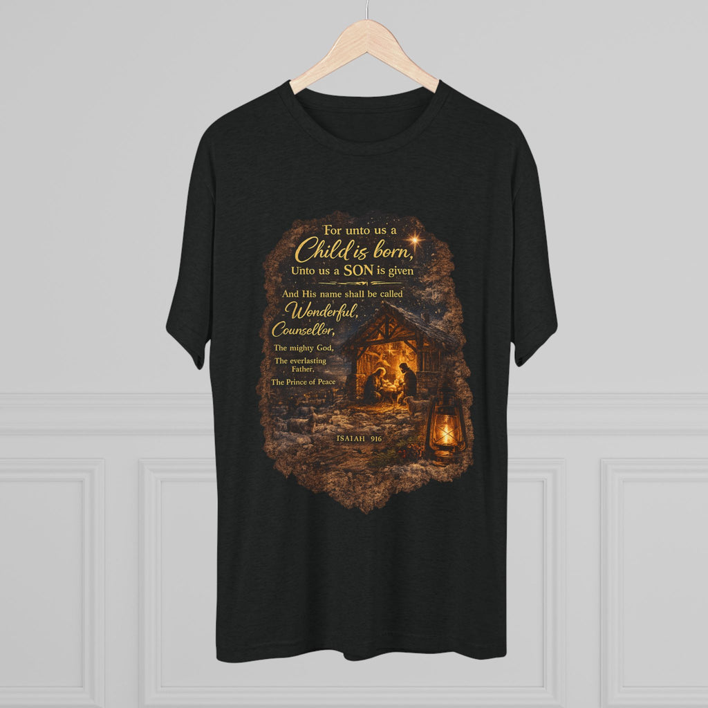 Child Is Born Nativity Scene T-Shirt | Christmas Bible Verse