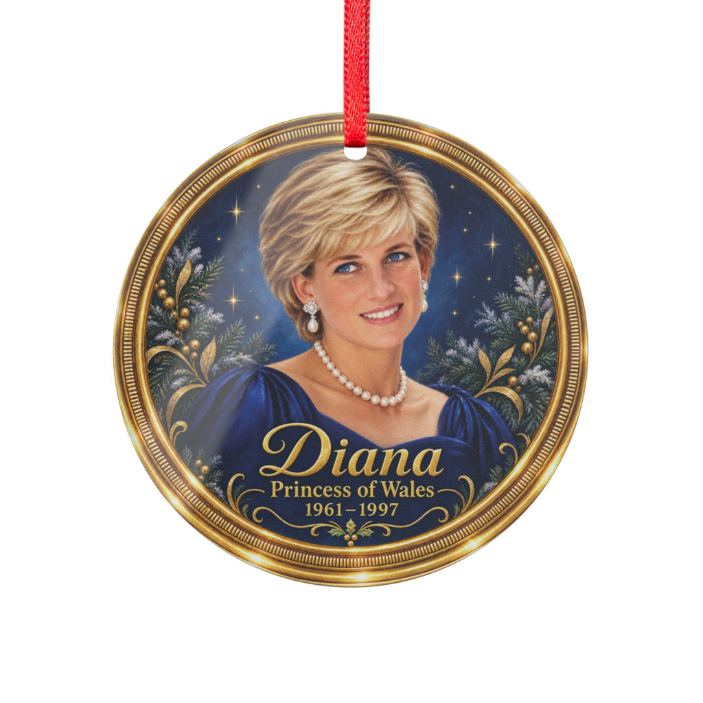 Diana, Princess of Wales Remembrance Blue and Gold Christmas Ornament, Round Acrylic