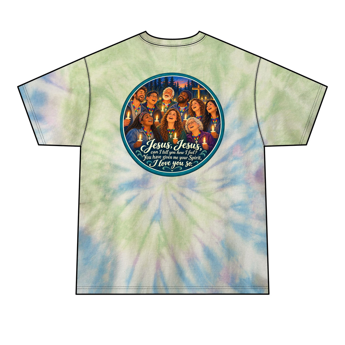 Walk to Emmaus DeColores Candlelight Service Jesus Jesus Window Tie-Dye Tee