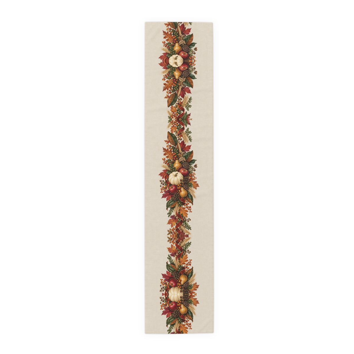 Autumn Harvest Table Runner — Pumpkin & Fall Foliage Thanksgiving Decor