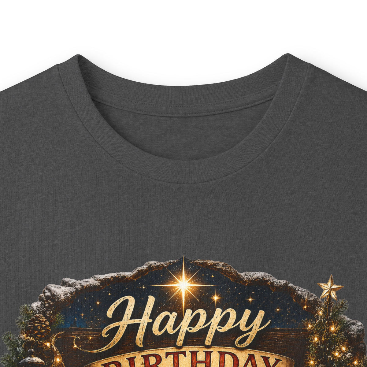 Happy Birthday Jesus Long Sleeve Tee | Nativity Christmas Religious Tee