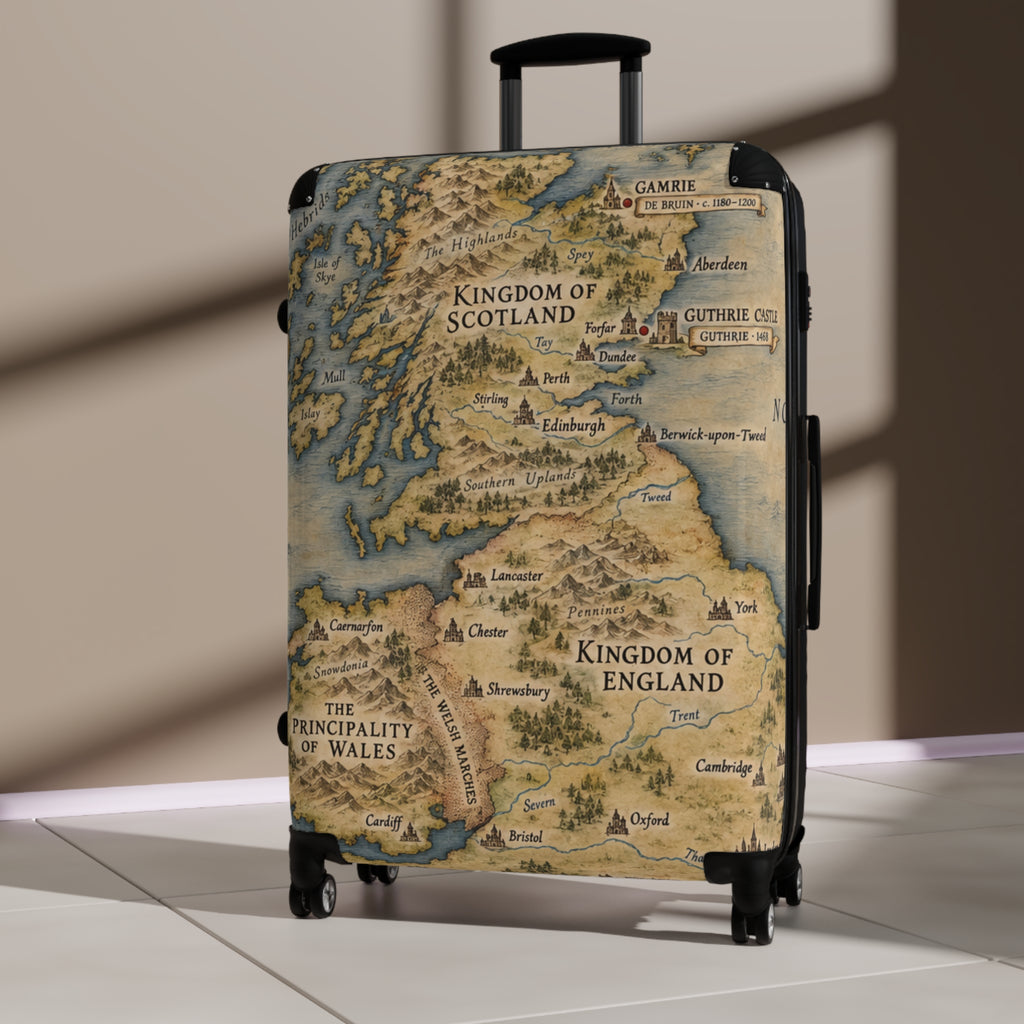 Vintage Map Suitcase – Kingdoms of Scotland & England Travel Luggage