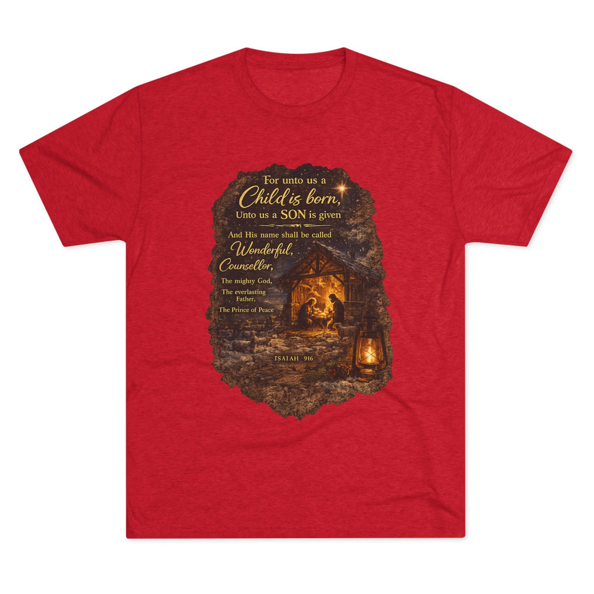 Child Is Born Nativity Scene T-Shirt | Christmas Bible Verse