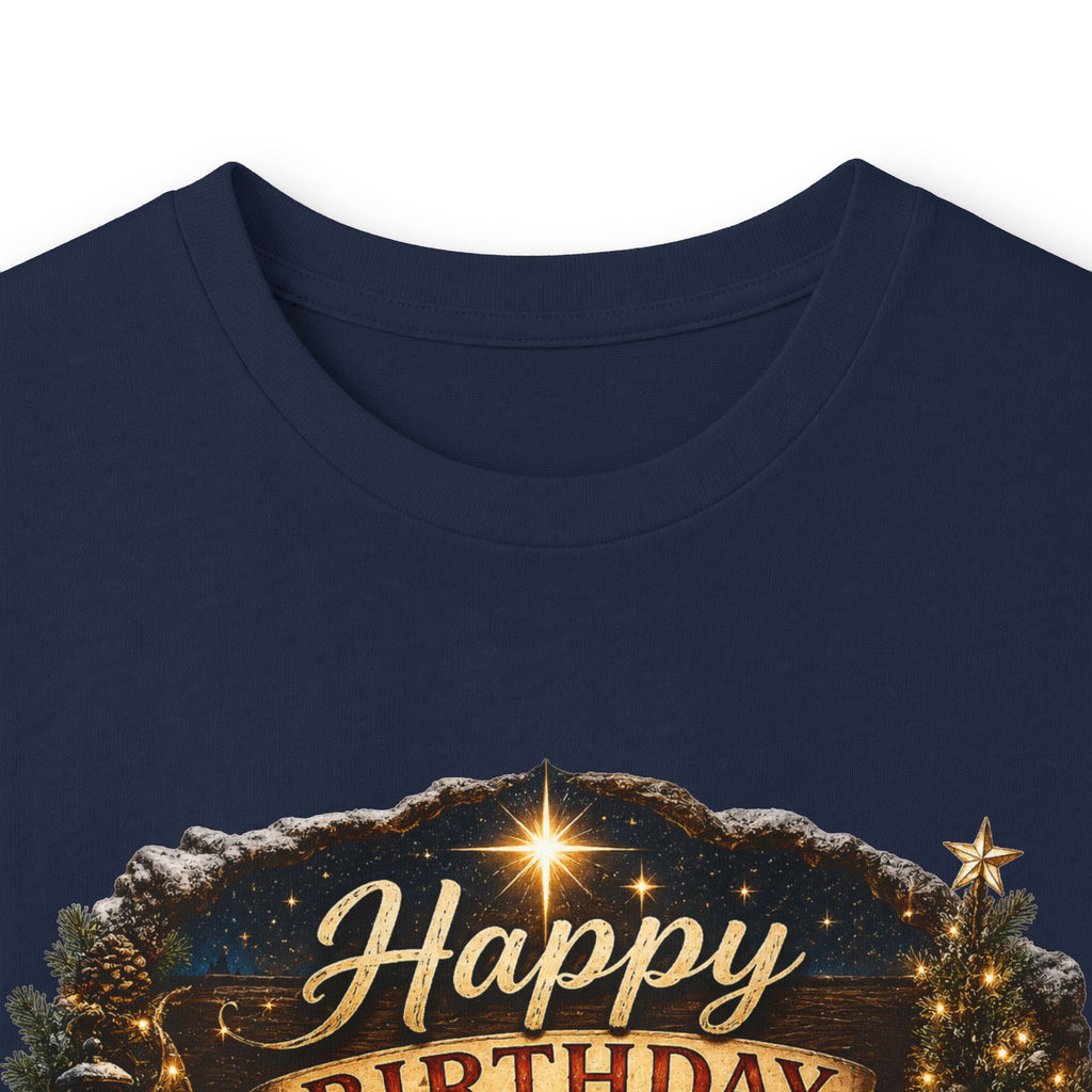 Happy Birthday Jesus Long Sleeve Tee | Nativity Christmas Religious Tee