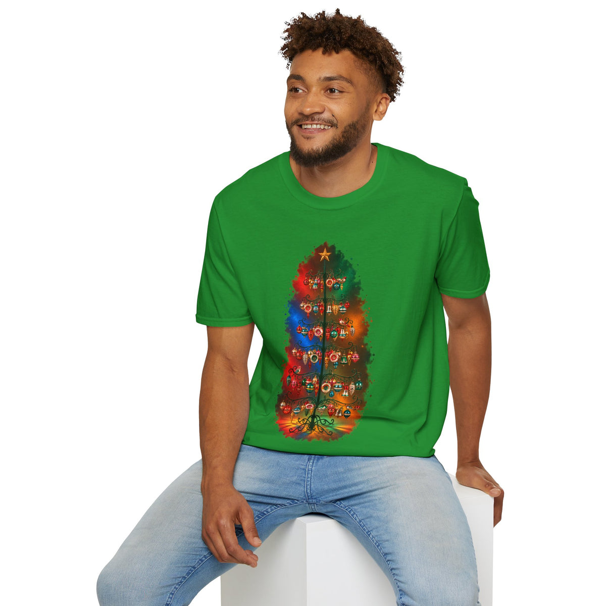 Colorful Holiday Tree T-Shirt | Christmas Lights Ornament Design