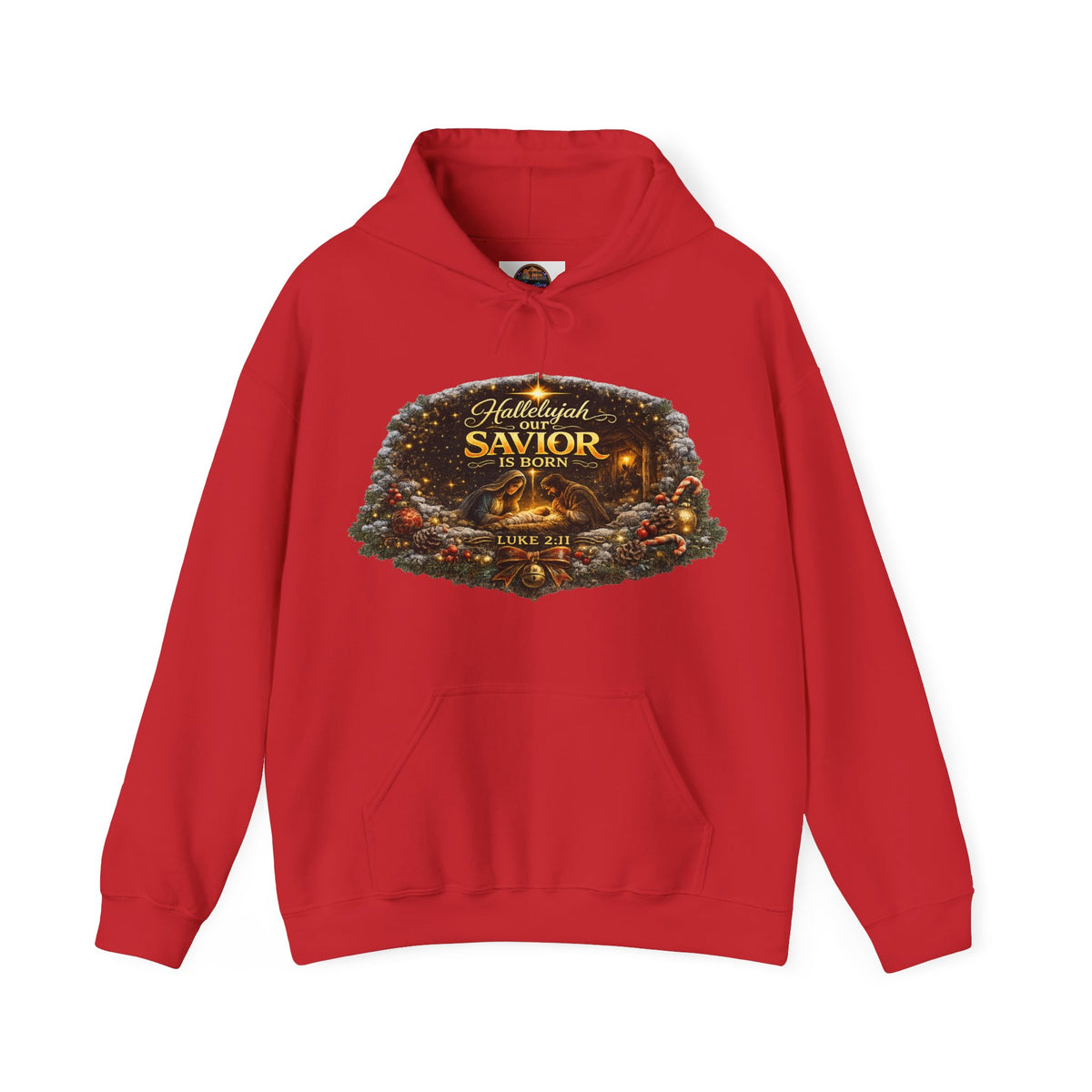Hallelujah Savior of the World hoodie | Christmas nativity wreath design