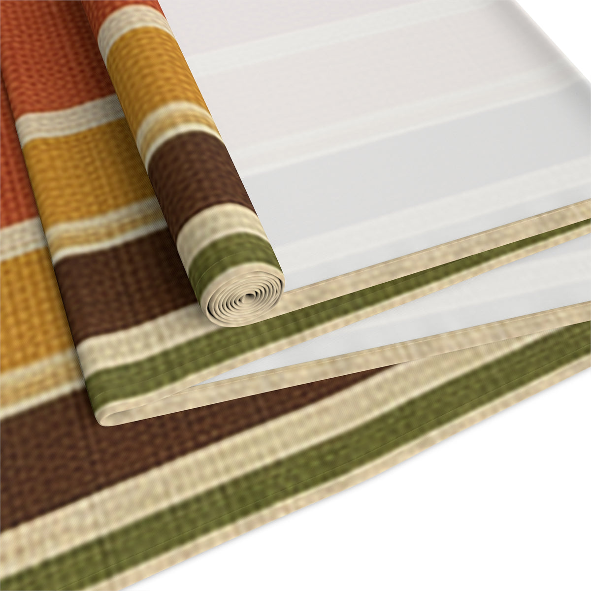 Autumn Stripe Table Runner — Rustic Fall Cotton-Poly Dining Runner