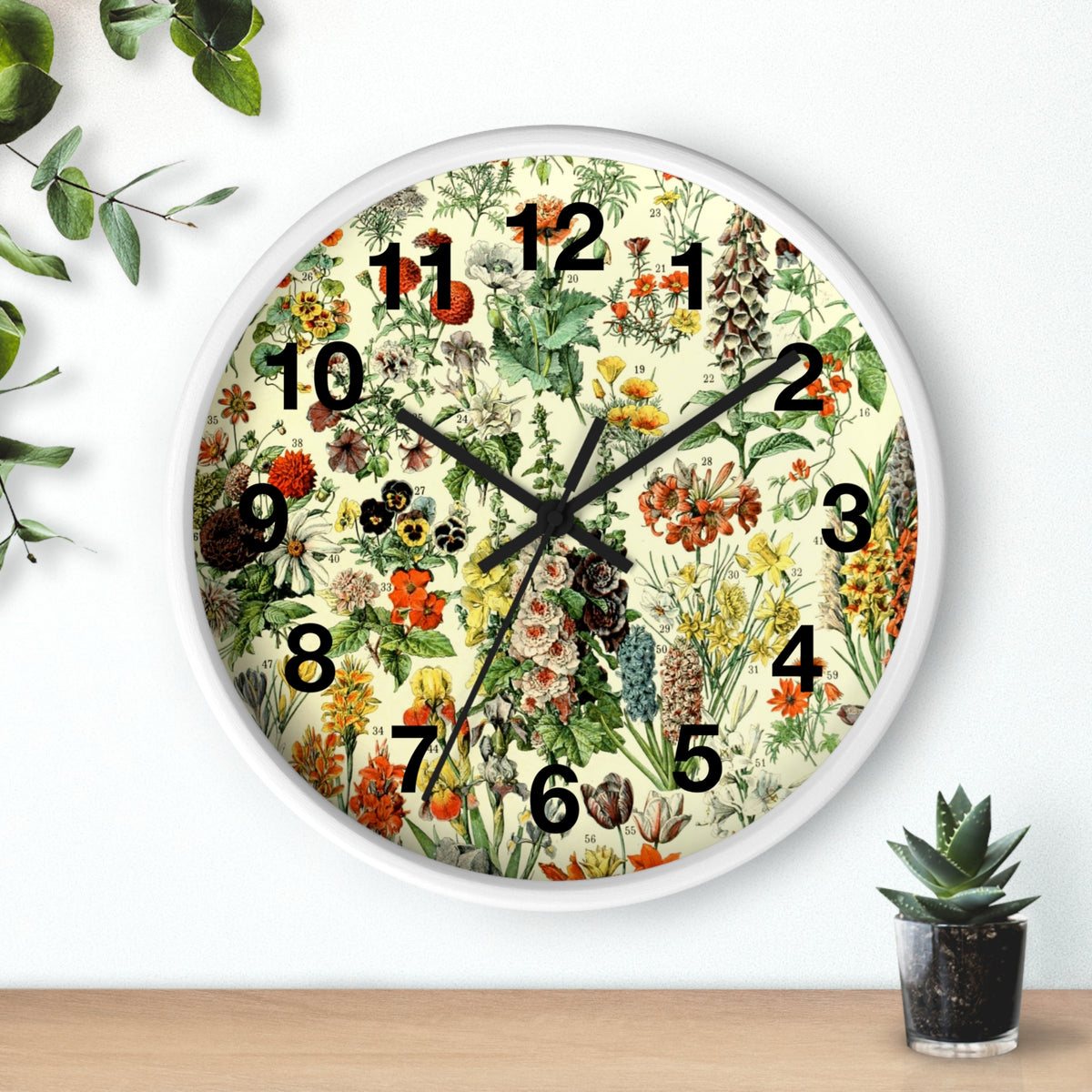 Vintage Wildflower Sampler Wall Clock