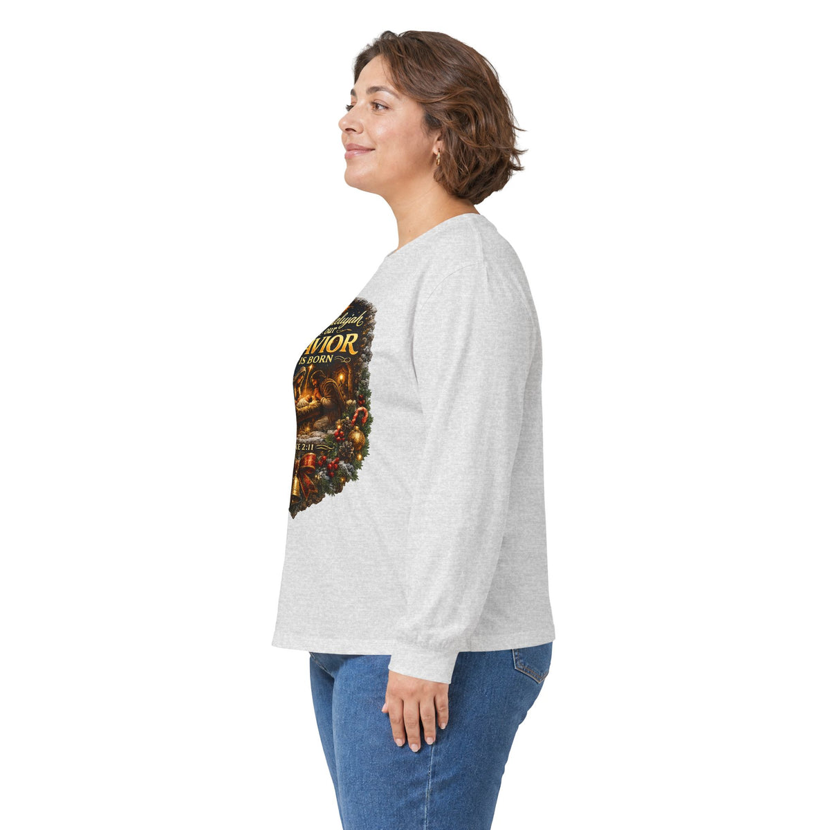 Hallelujah Our Savior Is Born long sleeve tee | Nativity Christmas shirt