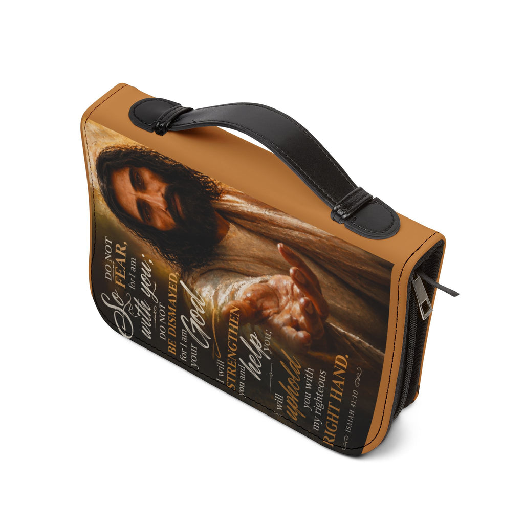 Do Not Fear For I Am With You Jesus Bible Cover in Brown 4 sizes