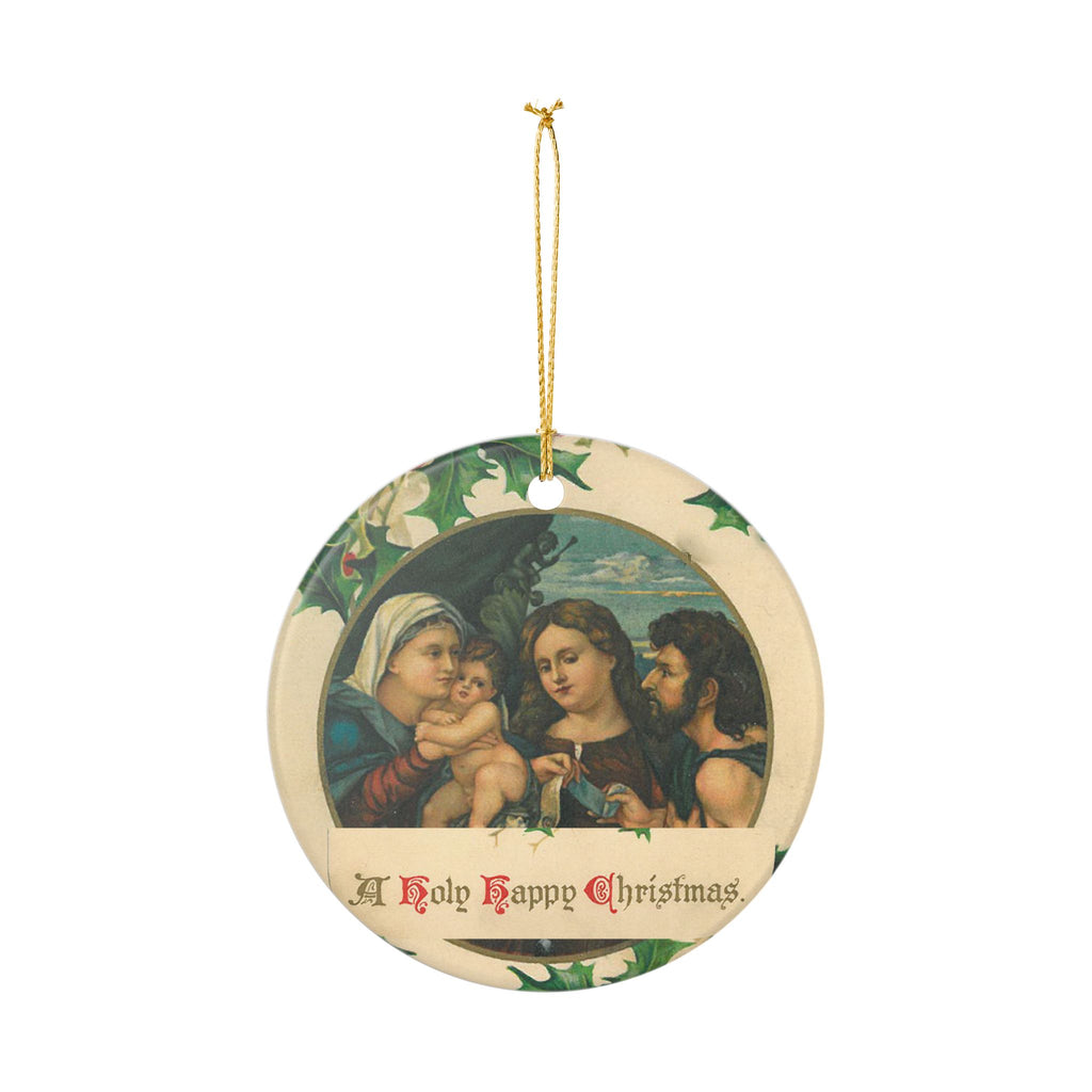 Holy Happy Christmas Nativity Ceramic Decoration Ornament, (1pc)