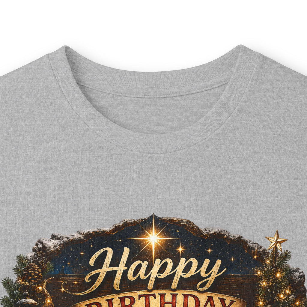Happy Birthday Jesus Long Sleeve Tee | Nativity Christmas Religious Tee